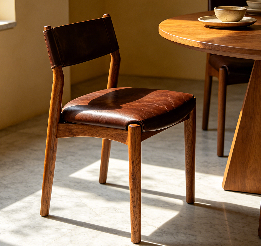 Mid-Century Modern Dining Chair with Wood Legs